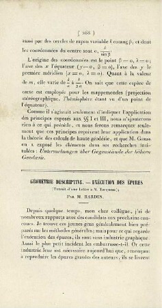 Géométrie descriptive. - Execution des épures.