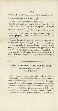 Géométrie descriptive. - Execution des épures.