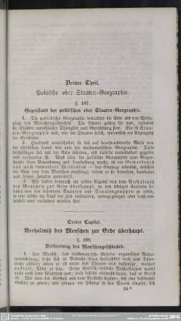 Erstes Capitel. Verhältniß des Menschen zur Erde überhaupt