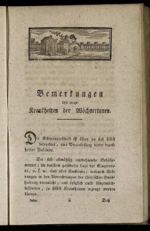 Bemerkungen über einige Krankheiten der Wöchnerinnen.