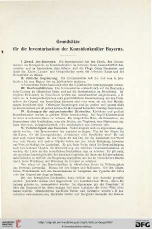 Grundsätze für die Inventarisation der Kunstdenkmäler Bayerns