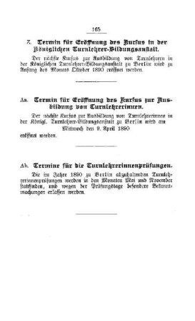 Termin für Eröffnung des Kursus in der Königlichen Turnlehrer-Bildungsanstalt