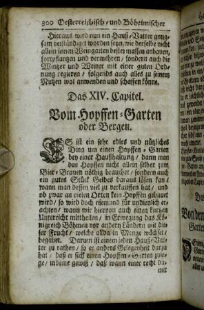 Das XIV. Capitel. Vom Hopffen-Garten oder Bergen