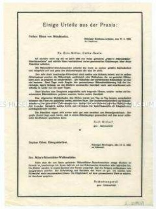 Gutachten über Rübenblätter-Waschmaschinen