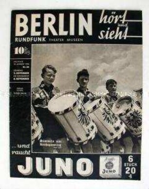 Illustrierte Programmzeitschrift für den Rundfunk "Berlin hört und sieht" u.a. zum Reichsparteitag der NSDAP in Nürnberg und zur Funkausstellung