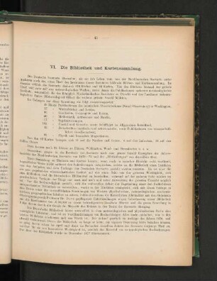 VI. Die Bibliothek und Kartensammlung.