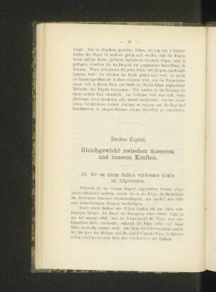 Zweites Kapitel. Gleichgewicht zwischen äusseren und inneren Kräften.