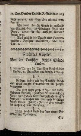 Zwölftes Capitel. Von der Teutschen Reichs-Stände Landen.