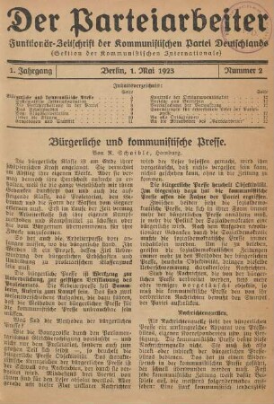 1. Jahrgang, Berlin, 1. Mai 1923, Nummer 2