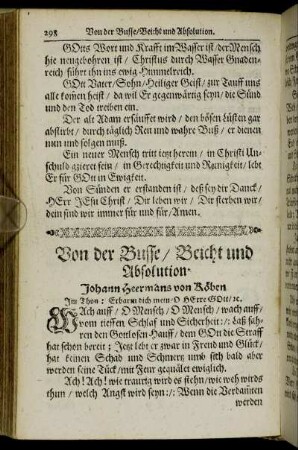 Von der Busse/ Beicht und Absolution.