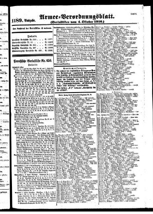 1189.Ausgabe. Mittwoch, 4. Oktober 1916