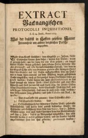 A1r-A3v, Extract Backnangischen Protocolli Inquisitionis, d, d, 24. Junii, Anno 1725.