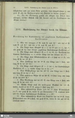 XVII. Ausdehnung der Körper durch die Wärme