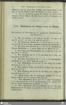 XVII. Ausdehnung der Körper durch die Wärme