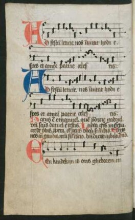 Ad festum letitiae, lat. (mit Notation)