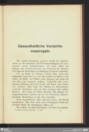 Gesundheitliche Vorsichtsmassregeln