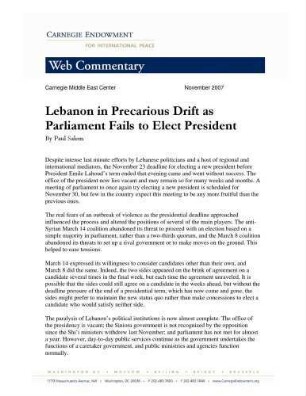 Lebanon in precarious drift as parliament fails to elect president
