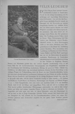 Felix Lederer. General-Musikdirektor.