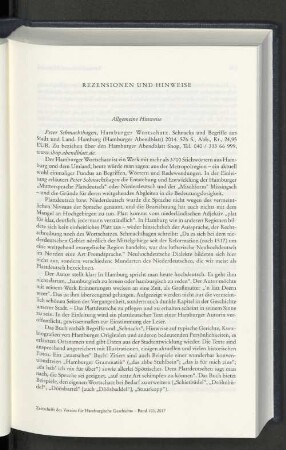 Rezensionen und Hinweise: Allgemeine Hinweise