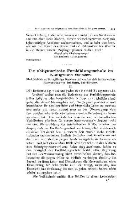 Die obligatorische Fortbildungsschule im Königreich Sachsen : II.