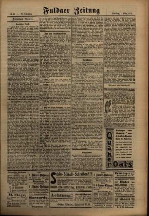 Zweite Ausgabe vom Dienstag, den 01. März 1910.
