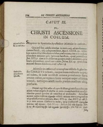 Caput III. De Christi Ascensione In Coelum.