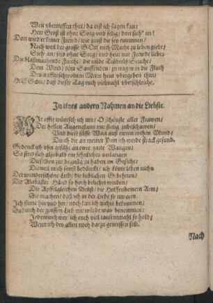 In eines andern Nahmen an die Liebste.