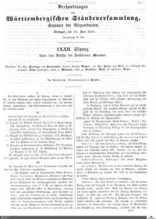162. Sitzung, Stuttgart, 19.6.1849