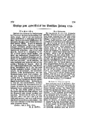 Beylage zum 45ten Stück der Deutschen Zeitung 1795