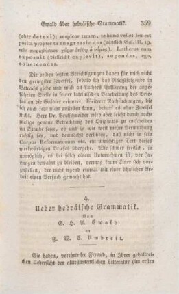359-367 Ueber hebräische Grammatik, an F. W. G. Umbreit