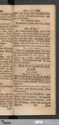 V. [IV.] Das Sacrament der heil. Tauffe.