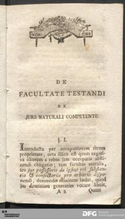 De Facultate Testandi Ex Jure Naturali Competente.