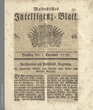 No. 48. Dienstag den 1 December 1778
