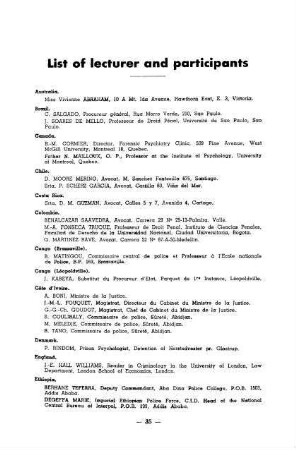 35-38, List of lecturers and participants