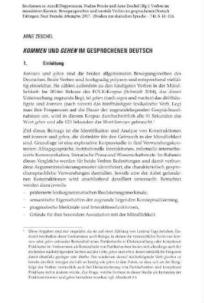 Kommen und gehen im gesprochenen Deutsch