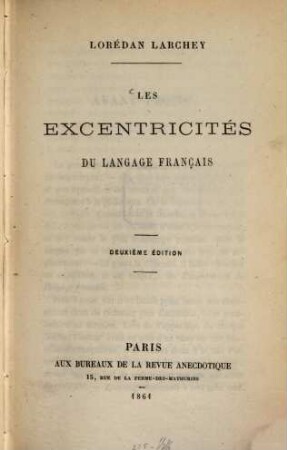 Les excentricités du langage français
