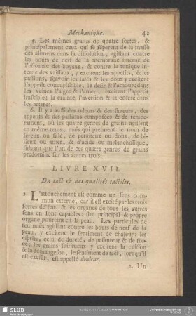 Livre XVII. Du tact & des qualités tactiles