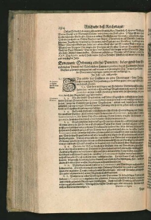 Ernewerte Ordnung etlicher Puncten/ belangend den Gerichtlichen Proceß ... [u. a.]