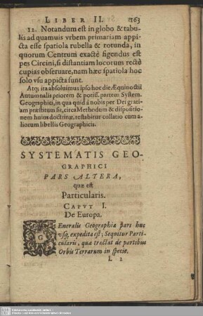 [Liber II] Pars Altera, quae est Particularis