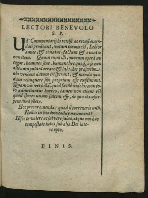 Lectori Benevolo
