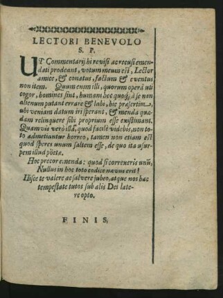 Lectori Benevolo
