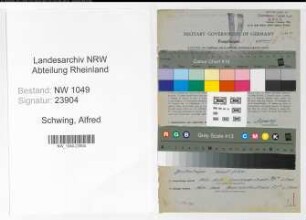 Entnazifizierung Alfred Schwing , geb. 20.07.1892 (Ingenieur)