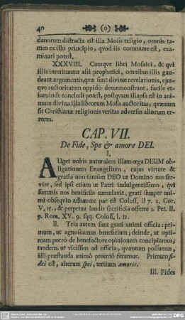 Cap. VII. De Fide, Spe & amore DEI