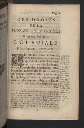 Des droits de le Puissance Souveraine