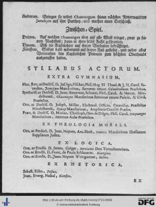 Syllabus Actorum.