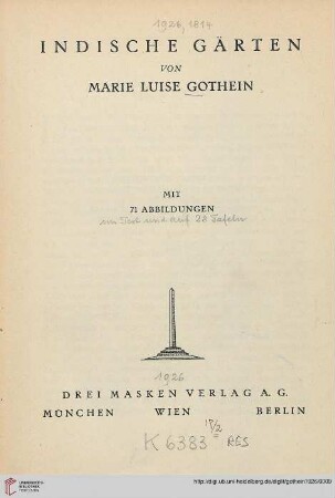 Indische Gärten : mit 71 Abbildungen