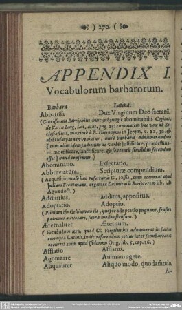 Appendix I. Vocabulorum barbarorum