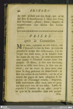Prière après la Communion
