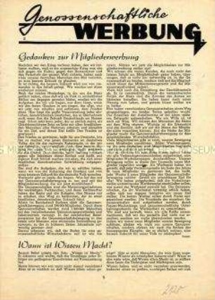 Mitteilungsblatt der Sächsischen Konsumgenossenschaften u.a. zur Mitgliederwerbung