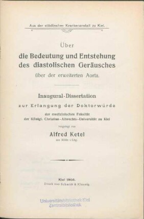 Über die Bedeutung und Entstehung des diastolischen Geräusches über der erweiterten Aorta